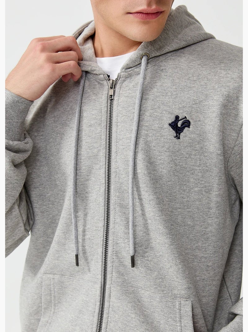 Sweat shirt zippé à capuche, kangourou - AFIBEL Gris - Kiabi
