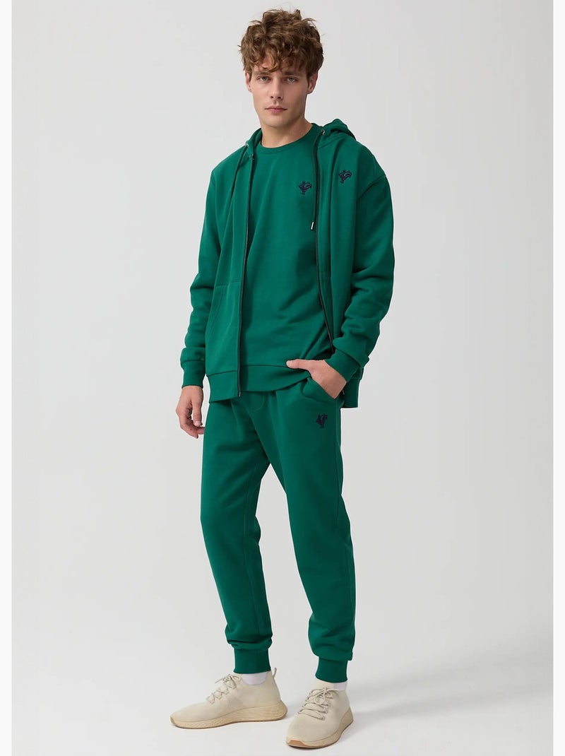 Sweat shirt zippé à capuche, kangourou - AFIBEL Vert sapin - Kiabi