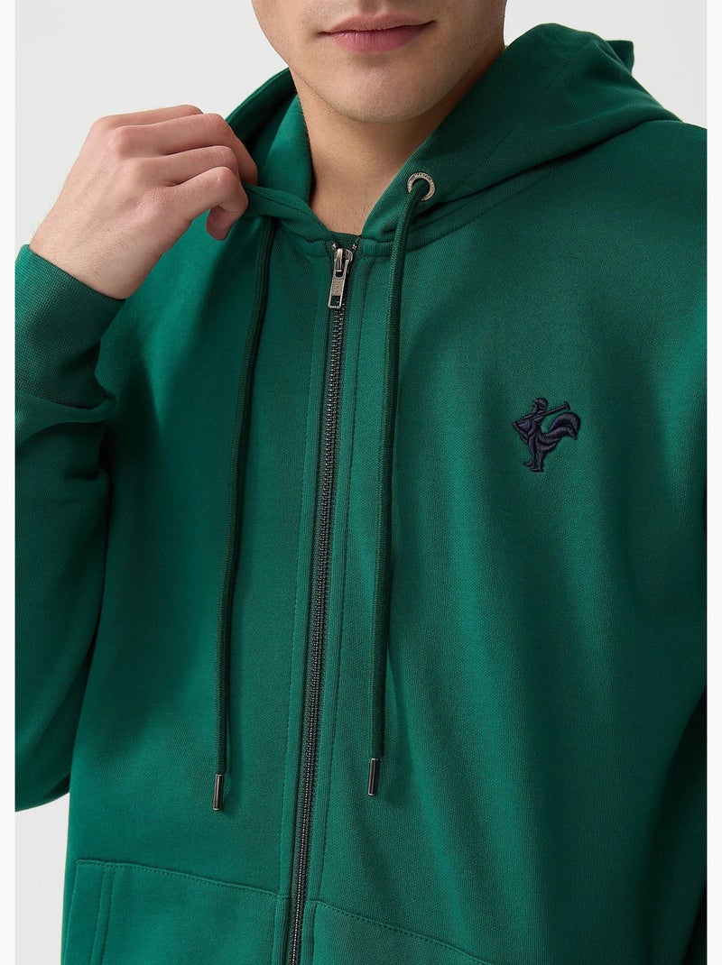 Sweat shirt zippé à capuche, kangourou - AFIBEL Vert sapin - Kiabi