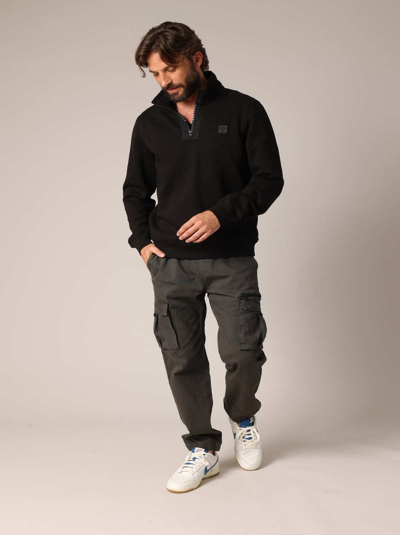 Sweat-shirt zippé à col montant 'Deeluxe' Noir - Kiabi