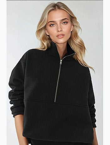 Sweat-shirt zippé à manches longues et coupe décontractée avec col chemise hiccup
