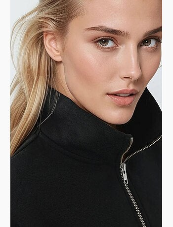 Sweat-shirt zippé à manches longues et coupe décontractée avec col chemise hiccup