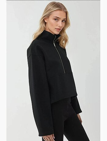 Sweat-shirt zippé à manches longues et coupe décontractée avec col chemise hiccup