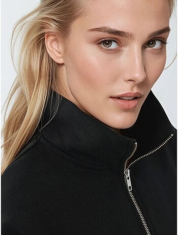 Sweat-shirt zippé à manches longues et coupe décontractée avec col chemise