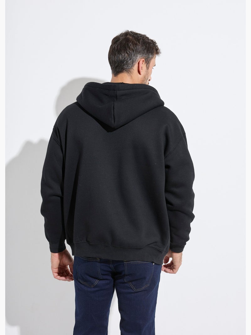 Sweat shirt zippé avec poche kangourou - AFIBEL Noir - Kiabi