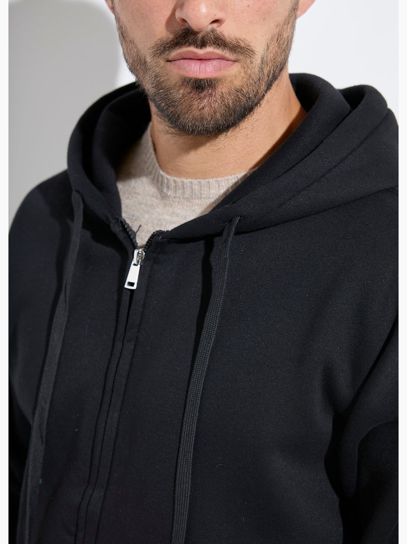 Sweat shirt zippé avec poche kangourou - AFIBEL Noir - Kiabi