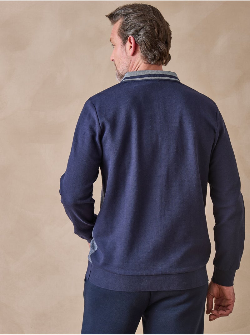 Sweat-shirt zippé détente - DAXON Bleu marine - Kiabi