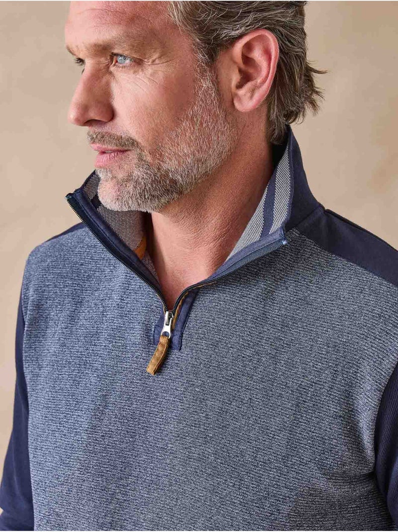 Sweat-shirt zippé détente - DAXON Bleu marine - Kiabi
