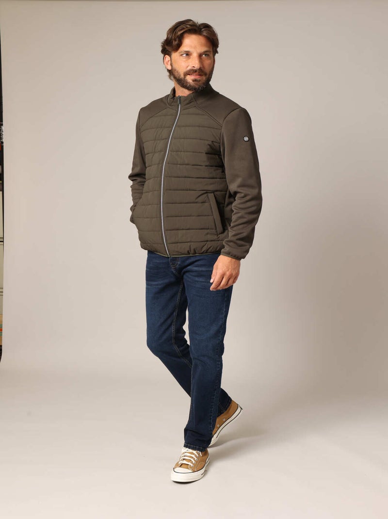 Sweat-shirt zippé matelassé à manches contrastées
 'Deeluxe' Vert foncé - Kiabi