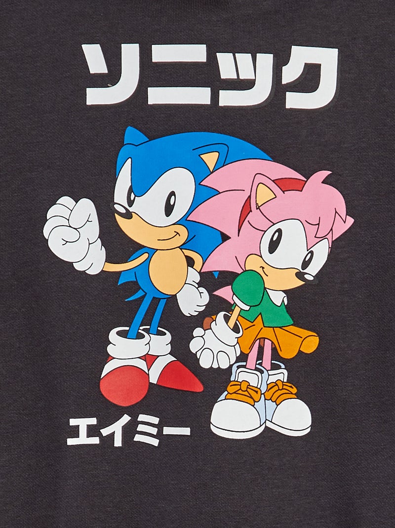 Sweat 'Sonic' 'SEGA' à capuche Noir - Kiabi