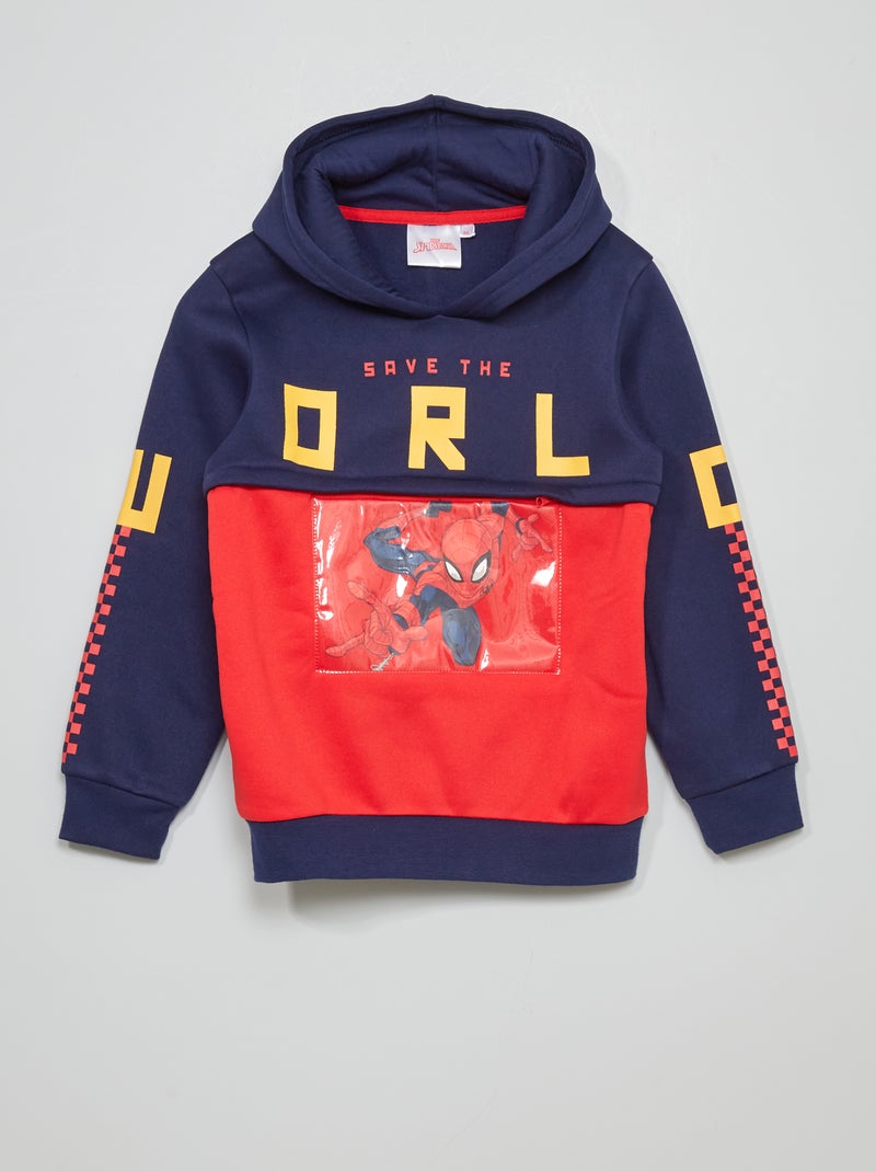 Sweat 'Spider-Man' à capuche avec poche zippée bleu - Kiabi
