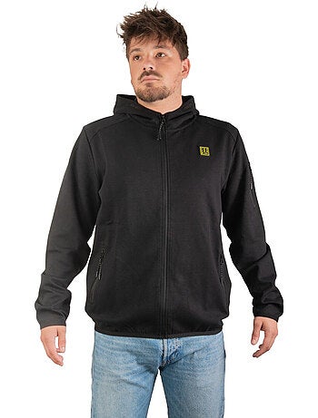 Sweat sport zippé à capuche homme en interlock et patch rubber clyde freegun