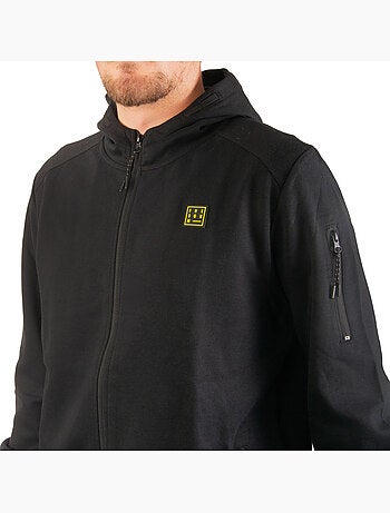 Sweat sport zippé à capuche homme en interlock et patch rubber clyde freegun