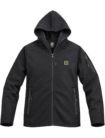 Sweat sport zippé à capuche junior en interlock et patch rubber clyde freegun