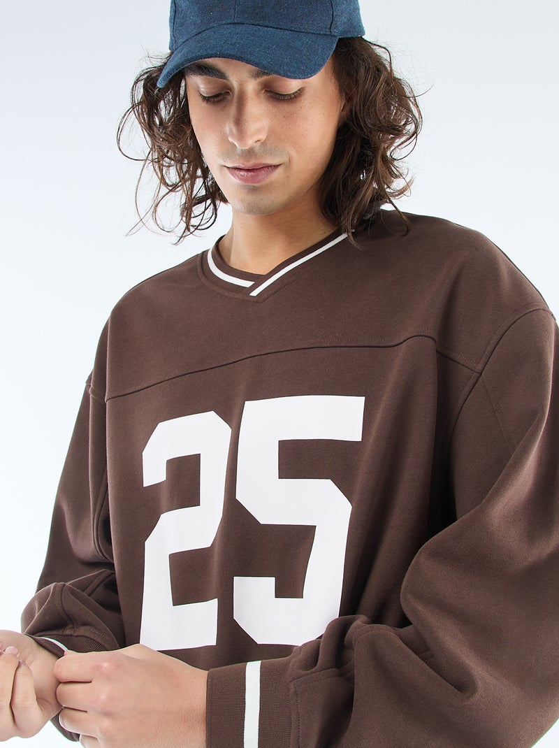 Sweat sportswear en french terry Marron - Kiabi