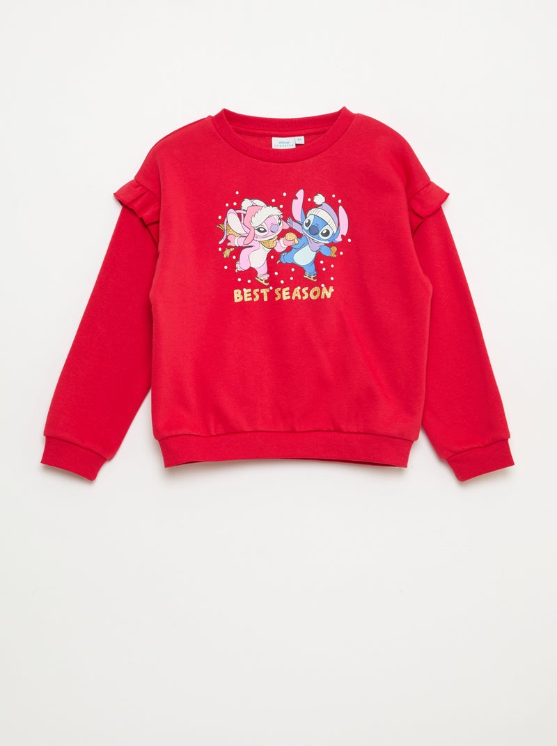 Sweat 'Stitch' 'Disney' avec volants aux manches Rouge - Kiabi