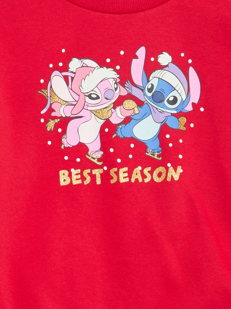 Sweat 'Stitch' 'Disney' avec volants aux manches Rouge - Kiabi