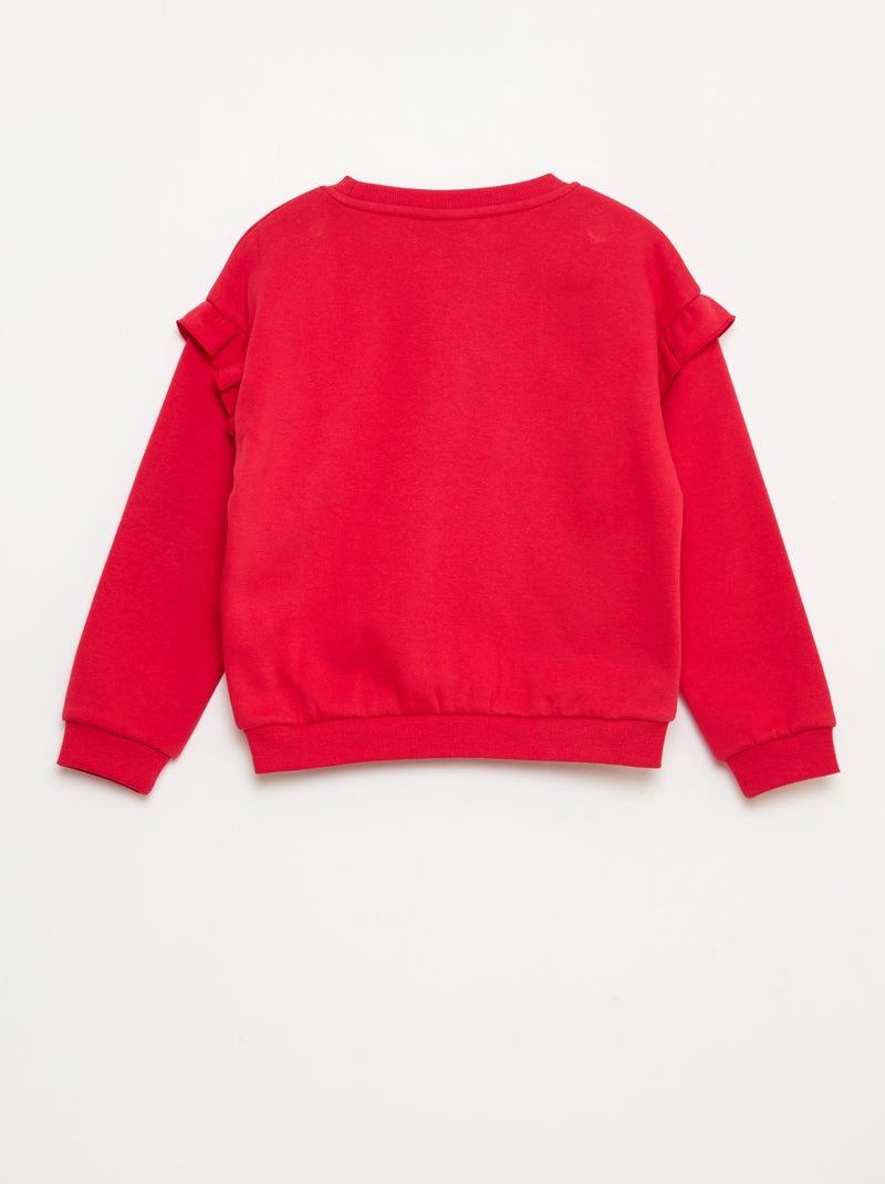 Sweat 'Stitch' 'Disney' avec volants aux manches Rouge - Kiabi