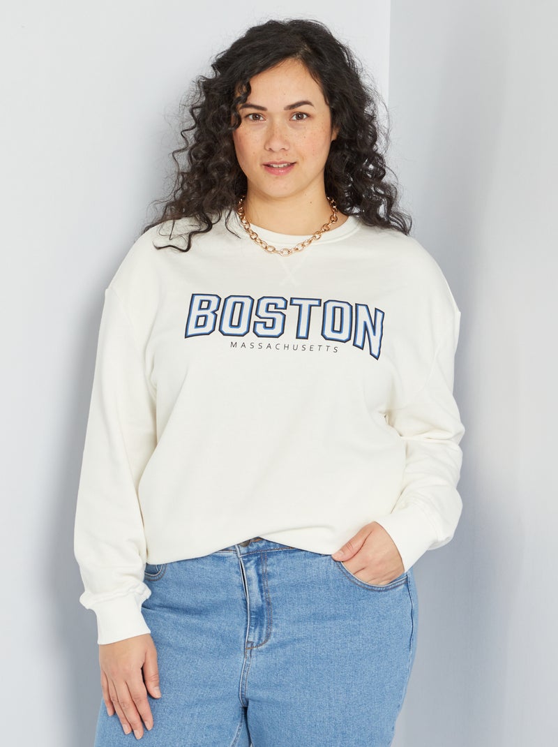 Sweat style campus 'Boston' blanc - Kiabi