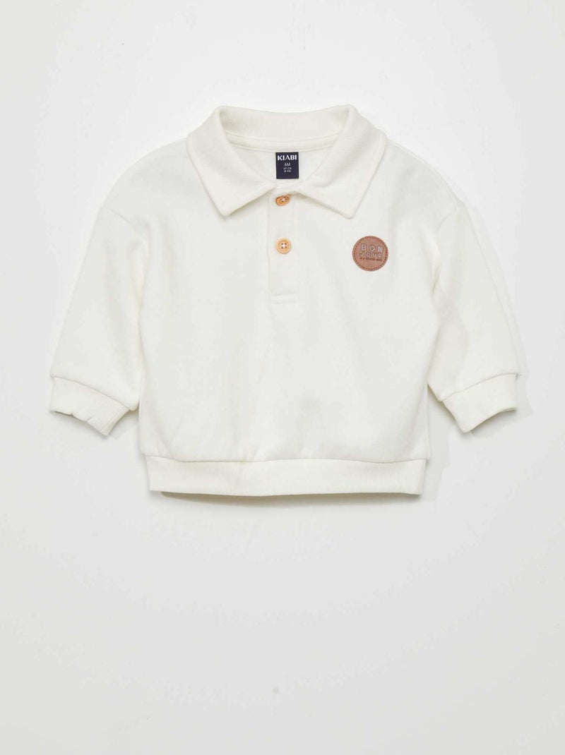 Sweat style polo blanc - Kiabi