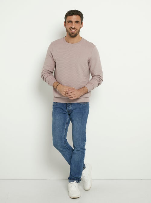 Sweat texturé col rond manches longues - AFIBEL - Kiabi