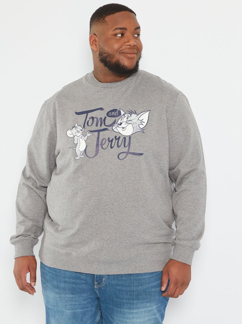 Sweat  'Tom and Jerry' en molleton gris - Kiabi