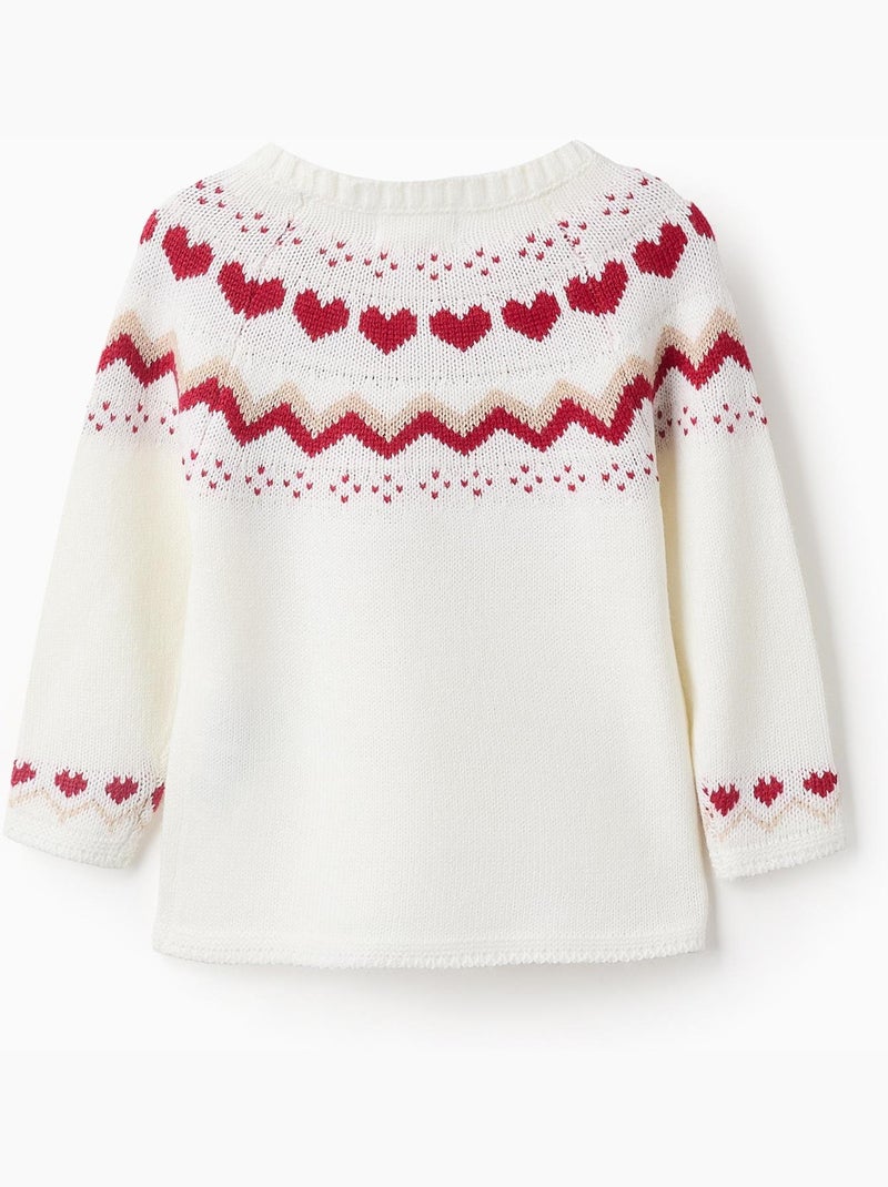 Sweat tricoté, avec jacquard NOËL Blanc - Kiabi