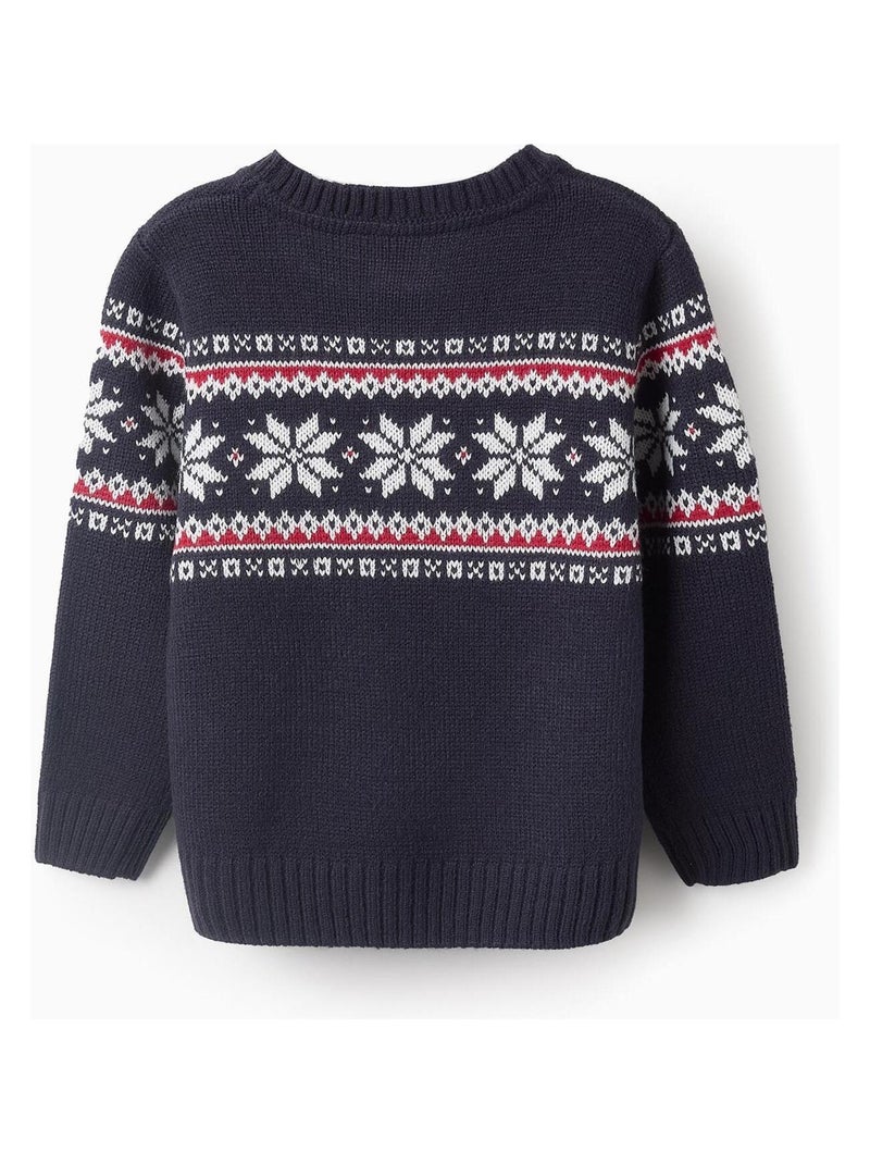 Sweat tricoté, avec jacquard NOËL Bleu foncé - Kiabi