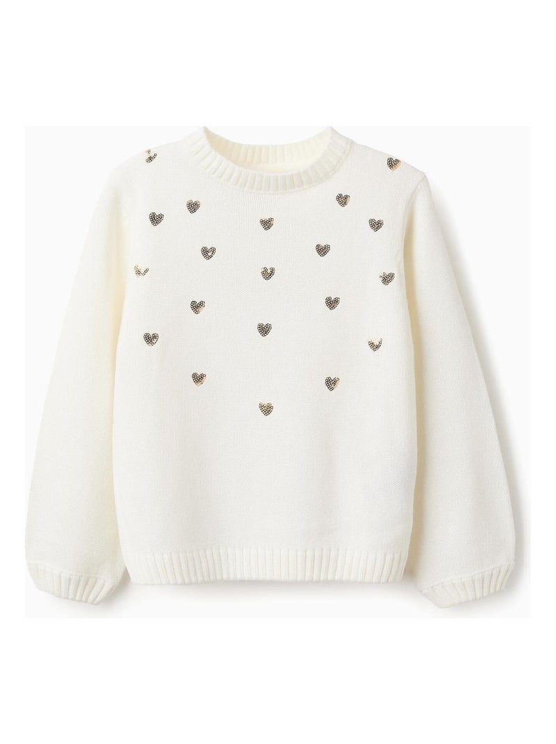 Sweat tricoté, avec paillettes NOËL Blanc - Kiabi