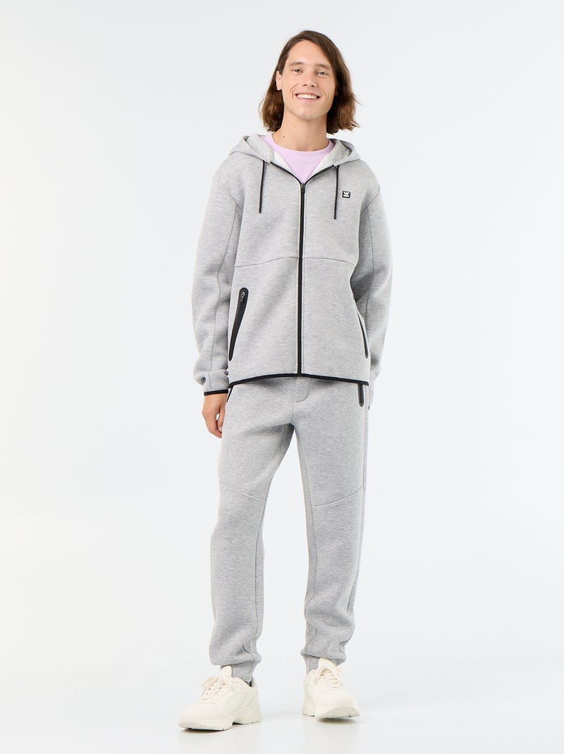 Sweat type néoprène à capuche Gris - Kiabi