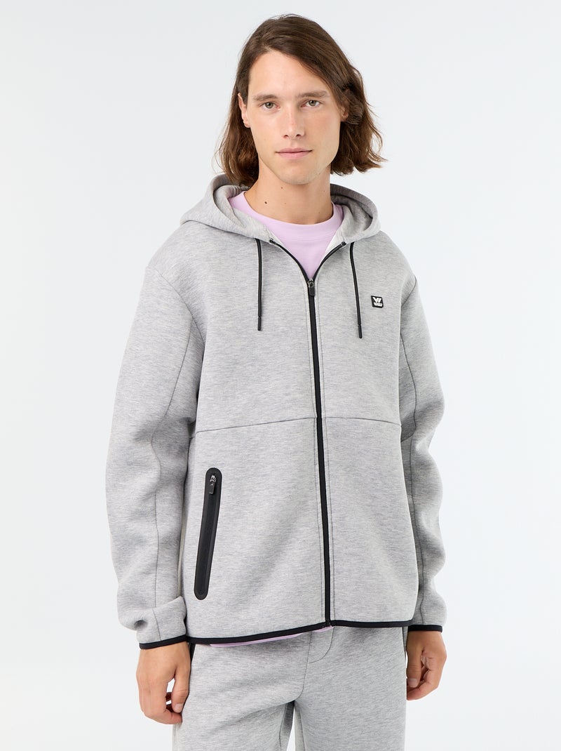 Sweat type néoprène à capuche Gris - Kiabi