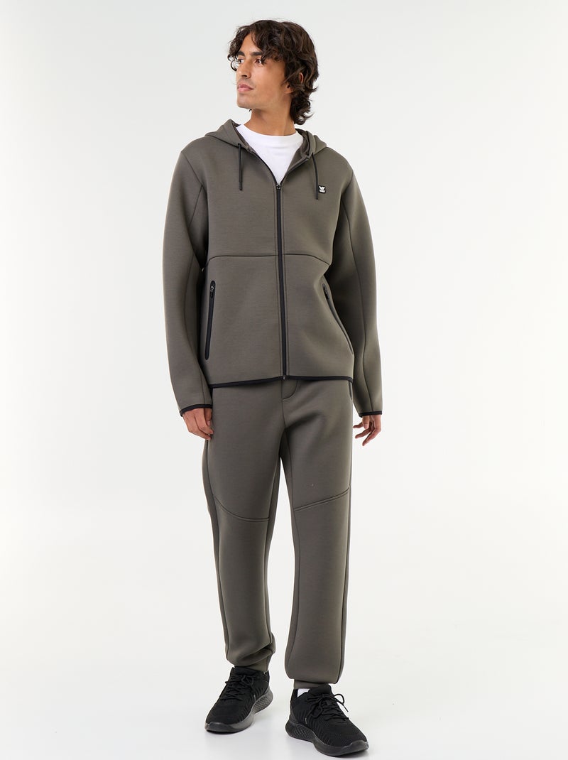 Sweat type néoprène à capuche Kaki - Kiabi