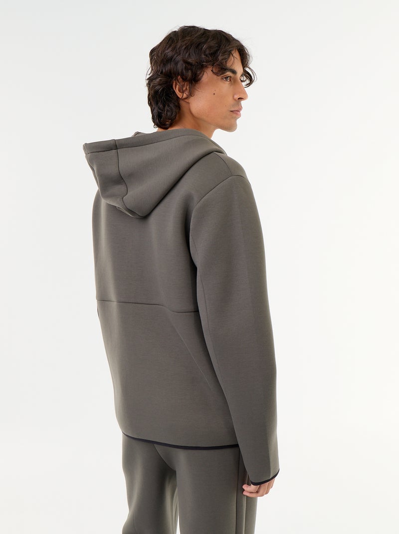 Sweat type néoprène à capuche Kaki - Kiabi