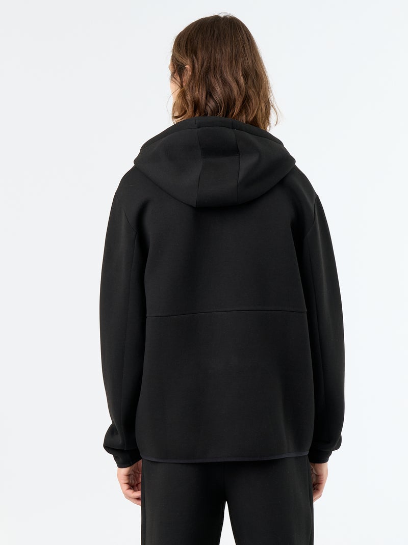Sweat type néoprène à capuche Noir - Kiabi