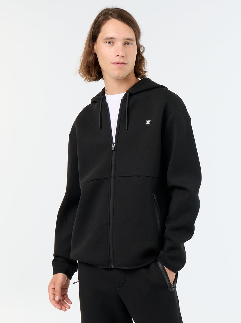 Sweat type néoprène à capuche Noir - Kiabi