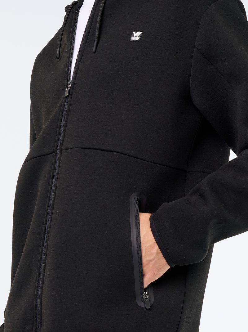 Sweat type néoprène à capuche Noir - Kiabi