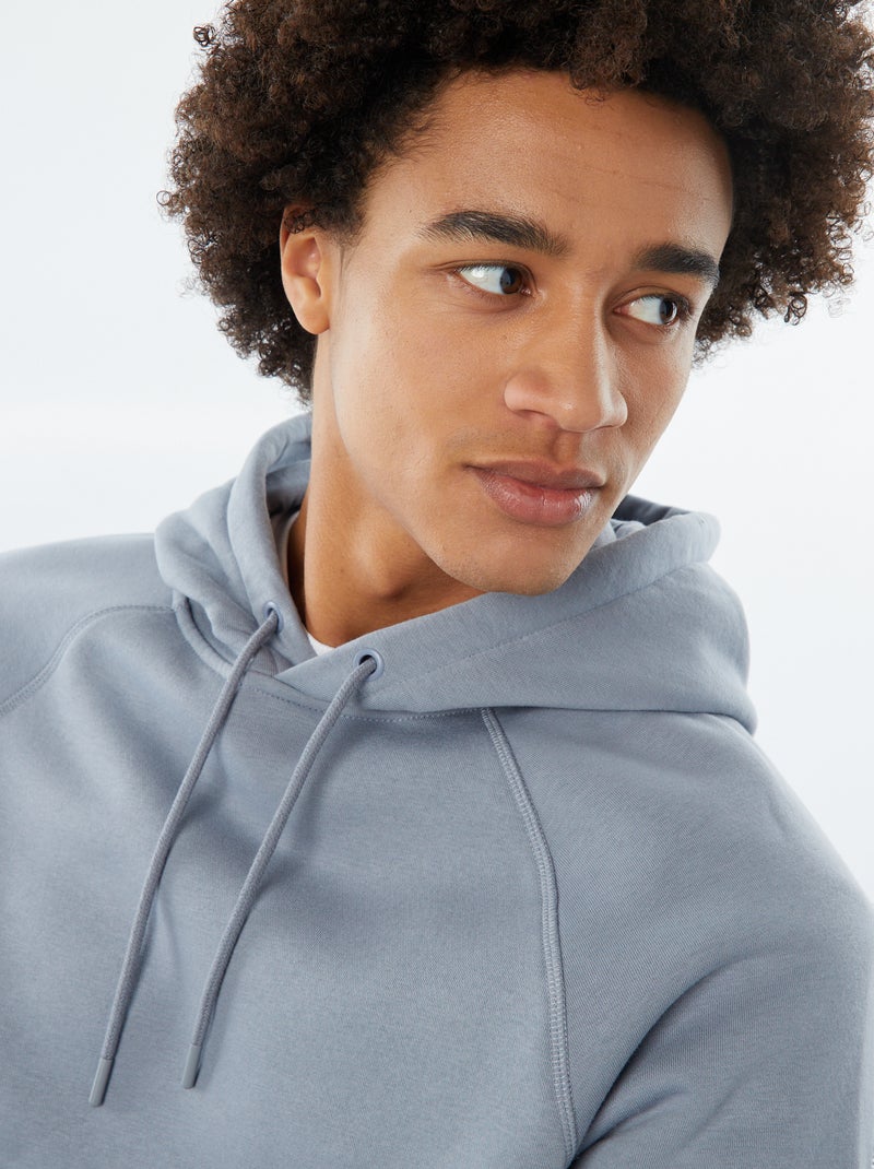 Sweat uni à capuche avec poches zippées Bleu - Kiabi