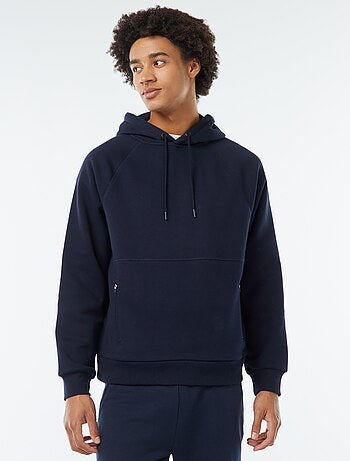 Sweat uni à capuche avec poches zippées