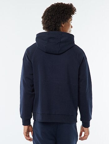 Sweat uni à capuche avec poches zippées