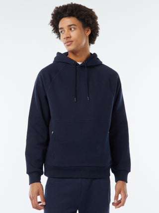 Sweat uni à capuche avec poches zippées