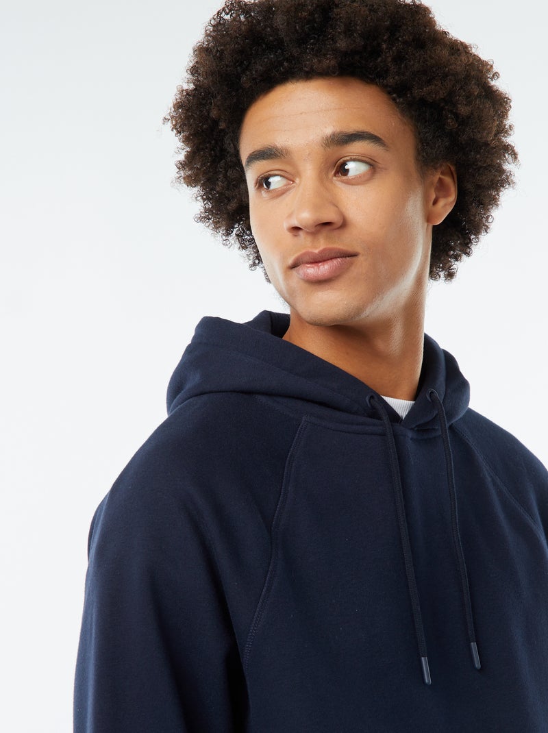 Sweat uni à capuche avec poches zippées Bleu marine - Kiabi