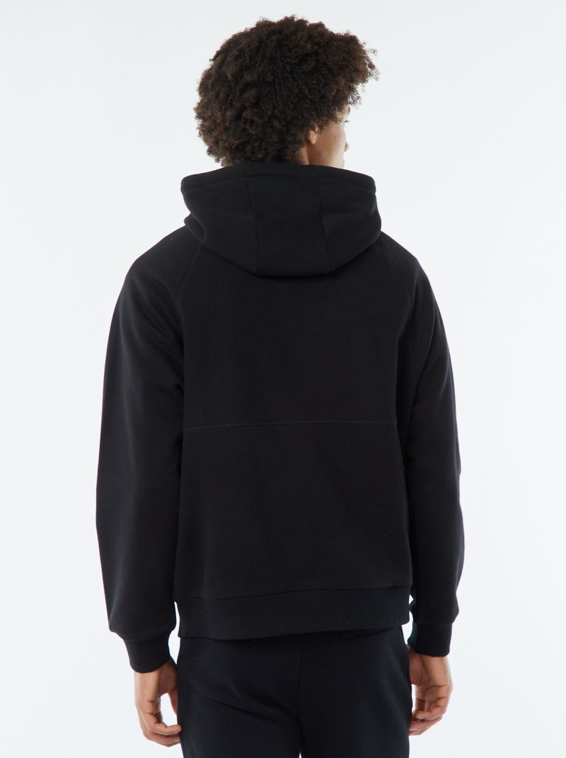 Sweat uni à capuche avec poches zippées Noir - Kiabi