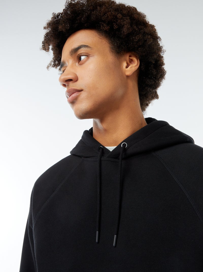 Sweat uni à capuche avec poches zippées Noir - Kiabi