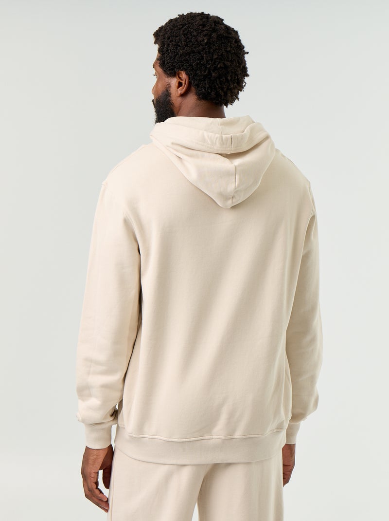 Sweat uni à capuche Beige - Kiabi