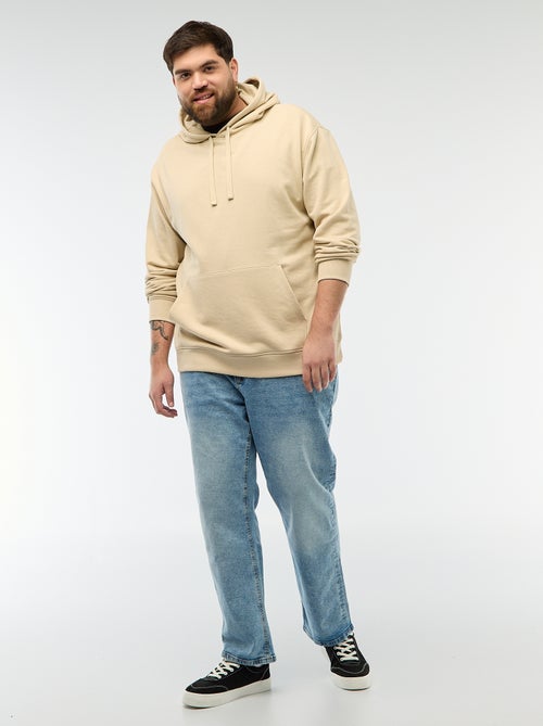 Sweat uni à capuche en french terry - Kiabi