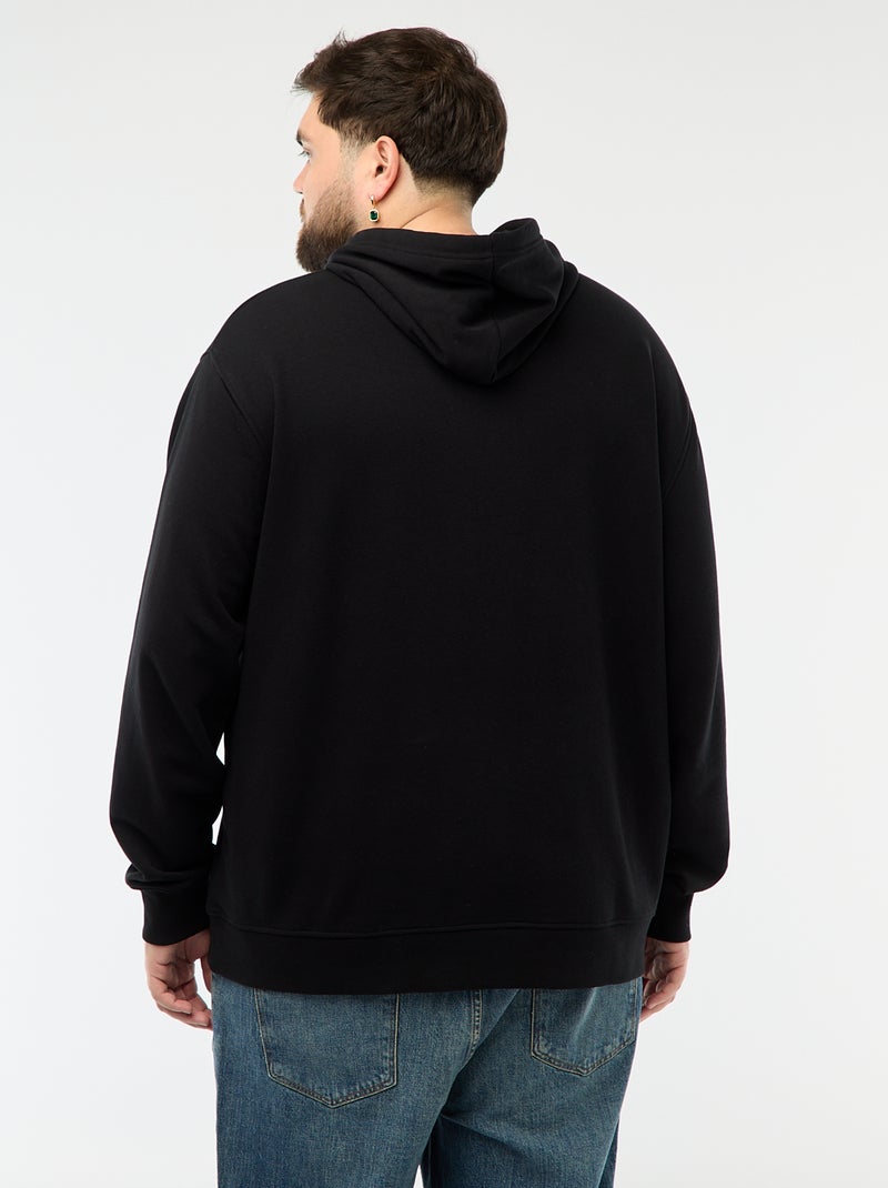 Sweat uni à capuche en french terry Noir - Kiabi