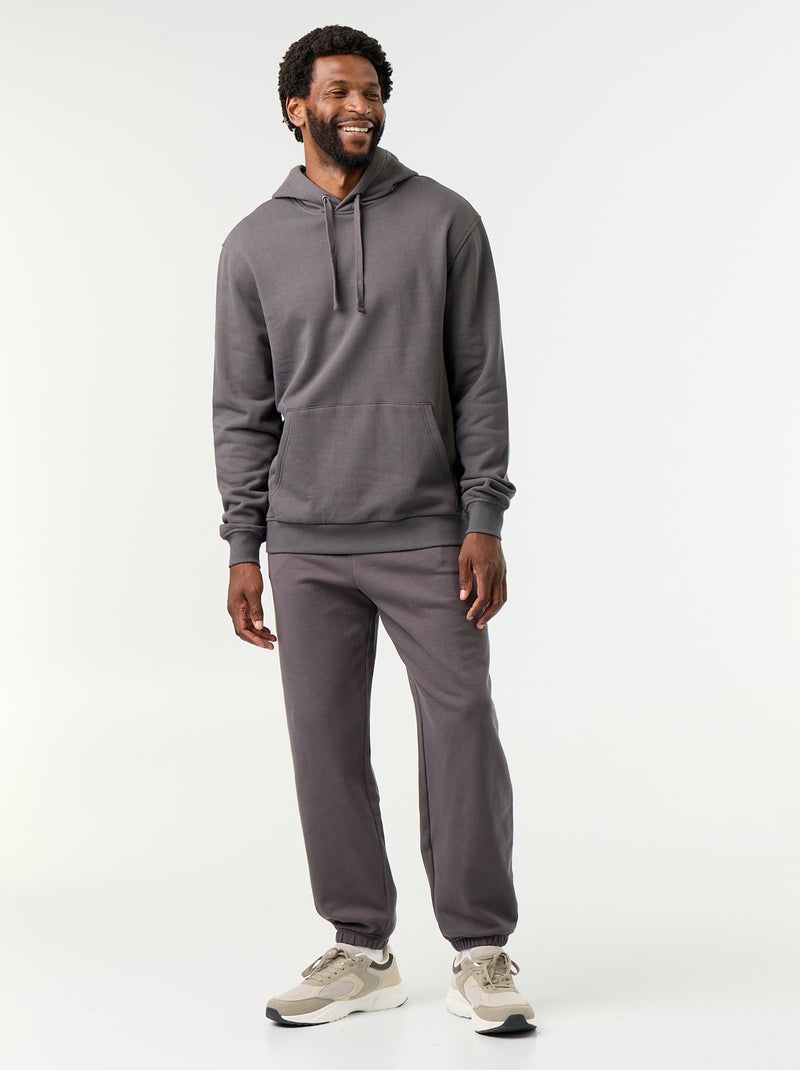 Sweat uni à capuche Gris - Kiabi