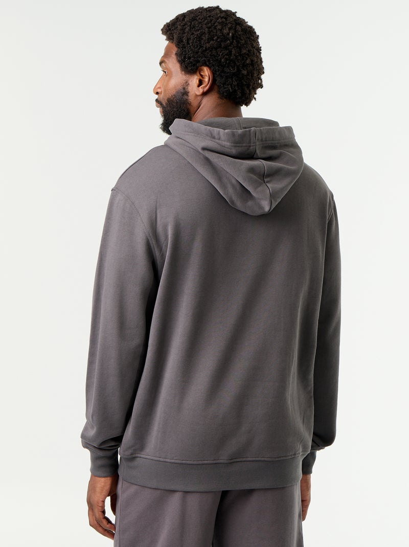 Sweat uni à capuche Gris - Kiabi