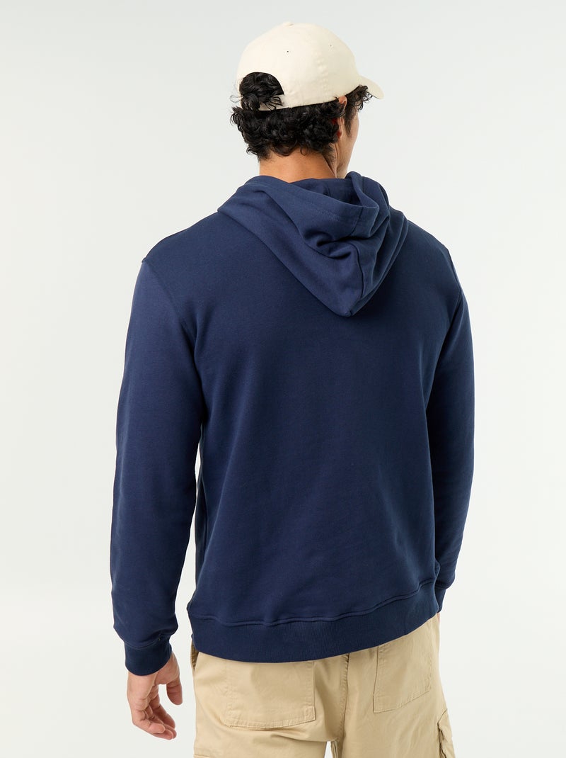 Sweat uni à capuche Marine - Kiabi