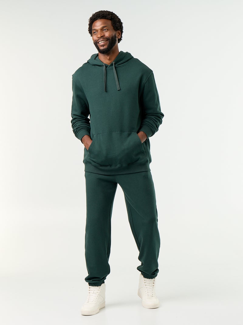 Sweat uni à capuche Vert - Kiabi